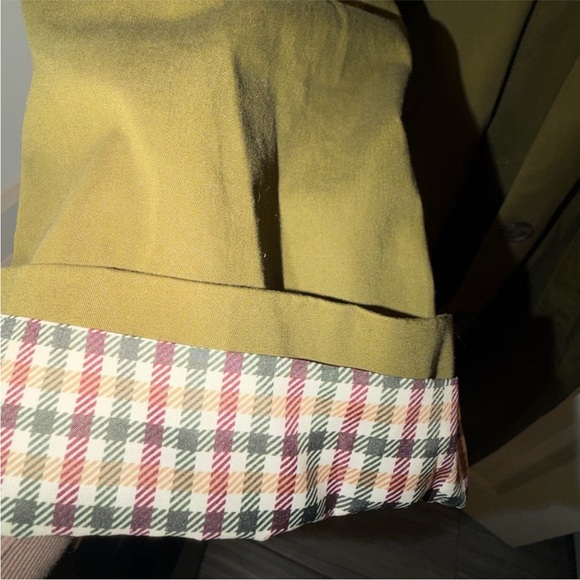 LOFT Olive Green Trench Coat with Plaid Lining - Picture 7 of 9